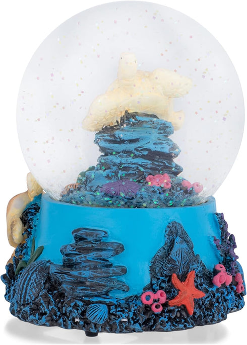 Elanze Designs Coral Reef Sea Turtles 100MM Sturdy Wind Up Musical Glitter Water Snow Globe Tabletop Dresser Nightstand Figurine Decoration Plays ...