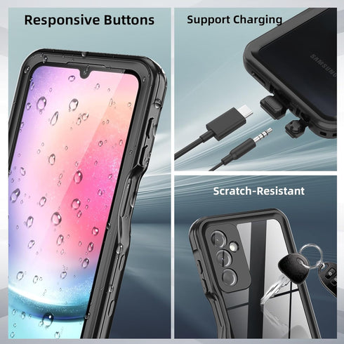 for Samsung Galaxy A24 4G Phone Case, Waterproof Case with Built-in Screen Protector, Full Body Dustproof Shockproof Rugged Heavy Duty Protection ...