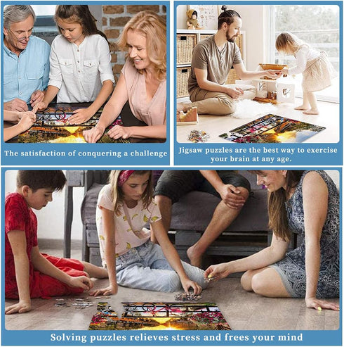 Puzzles for Adults Jigsaw 500 Piece Spring Flower Quiet River Sunrise Picturesque Amsterdam with Bicycles Landscape 500 Piece Puzzle Art for Famil...