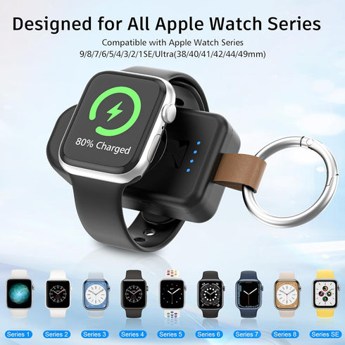 Portable Charger for Apple Watch,2000mAh Power Bank with Magnetic iWatch Charger,Compact Wireless iPhone Watch Charger Keychain Style Travel Essen...