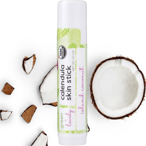 Calendula Skin Stick Organic Lotion Sticks Moisturizing Balm Ointment Salve Multipurpose Hand Cream Body Bar, 0.5 oz., Island Coconut (2 Tube Set)...