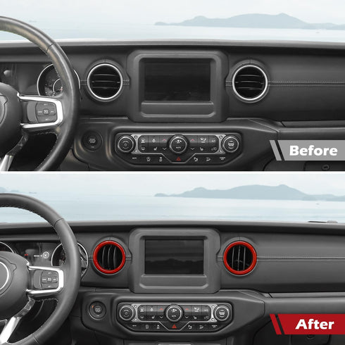 RT-TCZ for Wrangler JL Dash Air Vents Cover Trim Stickers Red for Jeep Wrangler JL JLU Gladiator JT 2018-2023 Red Interior Accessories 4pcs...