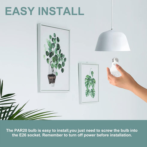 Par20 Led Bulbs 3000K Warm White Dimmable Flood 7W(50W Halogen Equivalent) E26 40 Degree Spot Light for Indoor Track Recessed Lighting 4-Pack...