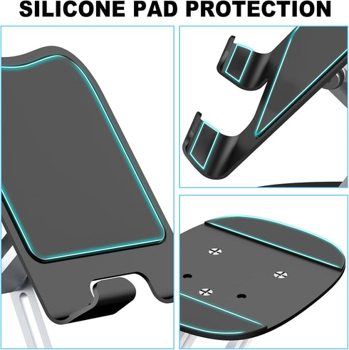 Phone Stand, Fully Adjustable Foldable Desktop Cell Phone Holder Stand, 360 Degree Rotating Phone Stand for Recording Compatible with iPhone 15 14...