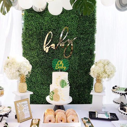 MATTTIME Tropical Baby Cake Topper Jungle Safari Baby Shower Decoration Monstera Leaf Green Gold Glitter Boy Girl Gender Reveal Supplies...