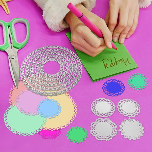 2 Set Flower Dies for Card Making, FineGood 9 PCS Metal Cutting Dies Circle Lace Die Cuts DIY Craft Die Cutters for Card Making Scrapbooking Album...