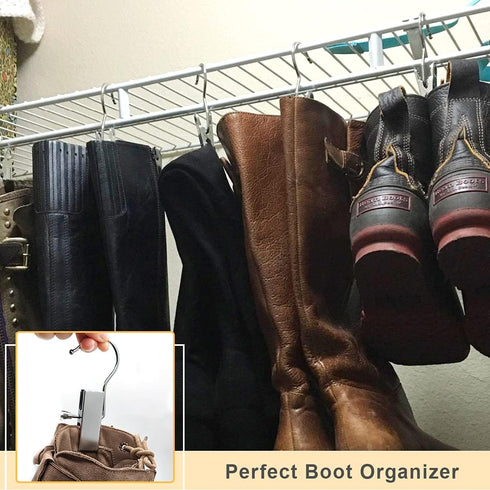 Coideal Boot Hanger Clips Hooks - 8 Pack Laundry Hook Hanging Clothes Pins Portable Stainless Steel Clothing Organizer Pant Holder for Travel,Clos...