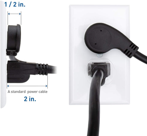 Cable Matters 2-Pack 16 AWG Low Profile Right Angle Power Cord, 90 Degree Power Cord, 6 Feet (NEMA 5-15P to Angled IEC C13)...