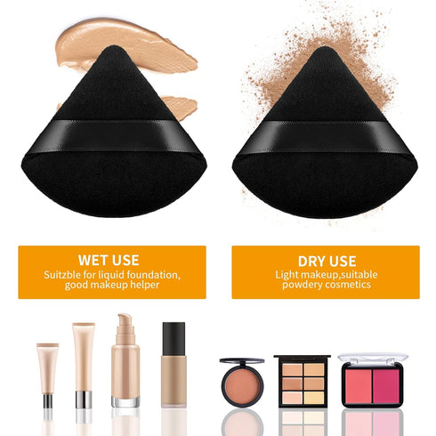 Sibba 6 Pieces Sponge Loose Powder Puff Foundation Concealer Face Makeup Make Up Triangle Sponges Velour Beauty Setting Artist Grip Liner Body Ski...