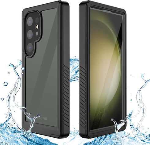IP68 Waterproof Case for Samsung Galaxy S24 Ultra,100% passed The waterproof quality test,360° full-enclosure,underwater Phone Case,Black clear (W...