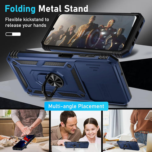 Janmitta Compatible with Galaxy A14 5G Case Built in Slide Camera Lens Cover and Screen Protector,Heavy Duty Shockproof Full Body Phone Cover,Buil...