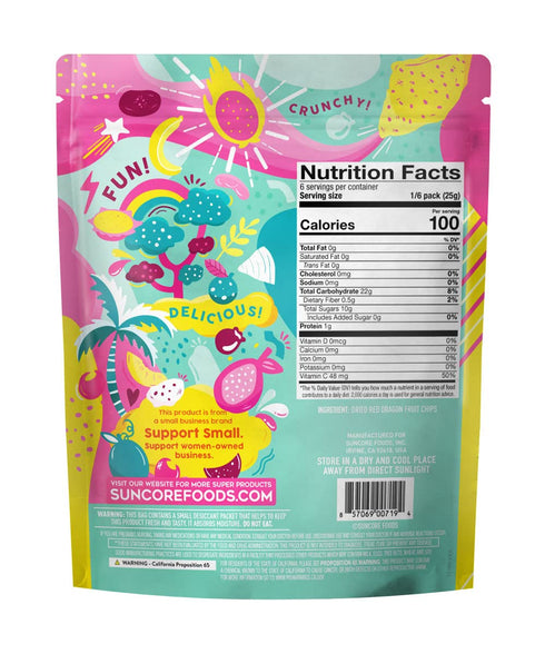Suncore Foods Red Dragon Fruit Chips & Snacks, 5.32oz (1 Pack), Gluten Free, Non-GMO...