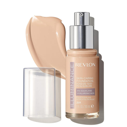 Revlon Illuminance Skin-Caring Liquid Foundation, Hyaluronic Acid, Hydrating and Nourishing Formula with Medium Coverage, 201 Creamy Natural (Pack...