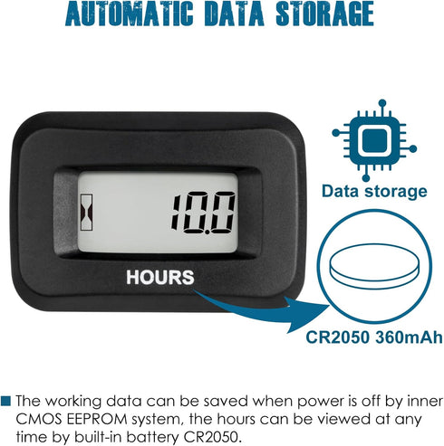 Runleader Digital Hours Counter,AC/DC 5V to 277V for Garden Tractor Generator Scooter Club Car Forklift Leaf Trimmer etc.(1)...