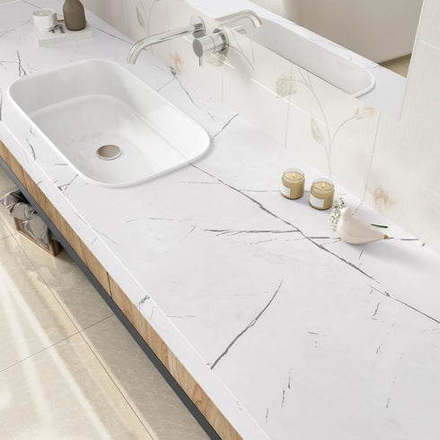 WESTICK Marble Peel and Stick Wallpaper Self Adhesive Waterproof Marble Contact Paper for Countertops Grey White Countertop Contact Paper for Cabi...