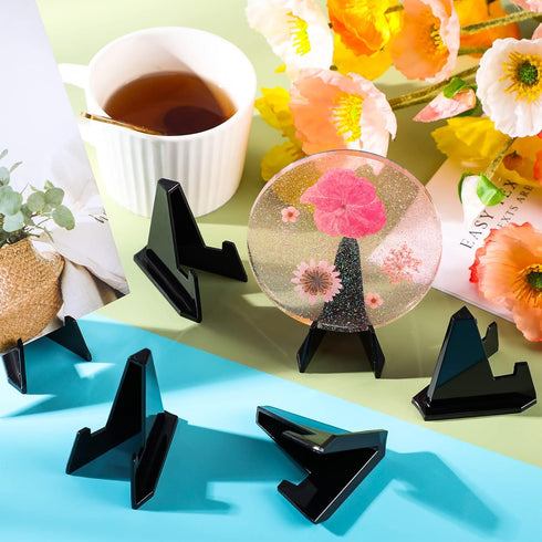 36 Packs Easel Stands Mini Coin Display Stand 2.17 x 1.65 Inch Easel Holder Card Stand for Display Black Display Stand for Collectibles Plastic Pl...