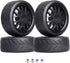 4PCS 1/10 RC On-Road Tires & Wheels 12mm Hex Preglued for Tamiya HSP HPI RC Racing Car...