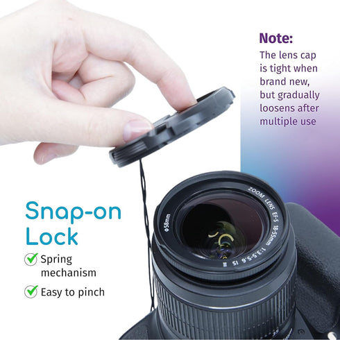 52MM Snap-On Front Lens Cap Cover Compatible with Canon, Nikon, Sony, Pentax All DSLR Lenses...