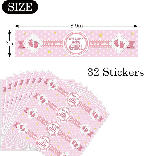 MonMon & Craft Welcome Baby Girl Water Bottle Stickers / Gender Reveal Bottle Wrappers / It's a Girl Water Labels Supplies / Baby Shower Decoratio...