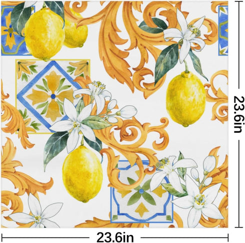 Lemon Flower Pattern Square Silk Scarf, Summer Head Scarf, Hair Scarf for Women Soft Smoothness for Travel Yoga Handkerchief Shawl Sunscreen Gift ...