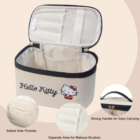 Travel Cosmetic Bag Makeup Wash Bag with Zipper Organizer Portable with Handle Storage Bag with Mirror for Women Gifts (Beige-C)...