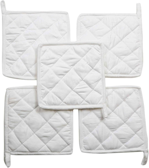 Pot Holders 100% Cotton (Pack of 10) Pot Holder 8" x 8" Square, Solid White Color Everyday Quality Kitchen Cooking, Heat Resistance!!...