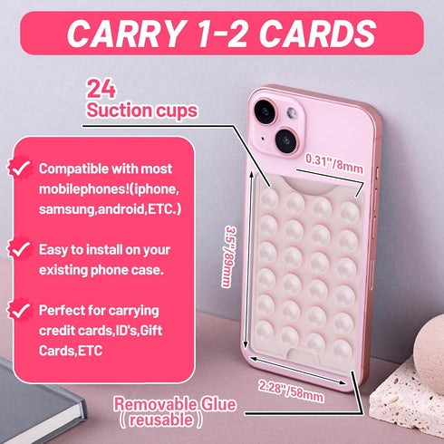 Silicone Suction Phone Case Mount,Non Slip Suction Cup Phone Mount,Phone Wallet,Hands-Free Phone Accessories Holder for Selfies and Videos,Phone S...