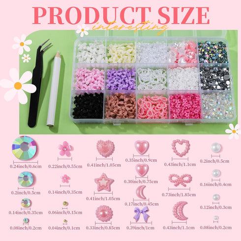 FANDAMEI Nail Art Kit, Nail Charms And Gems, Nail Art Charms, Nail Design Kit, Rhinestones For Nails, Nail Gems, Bow Nail Charms, Bow Charms For N...