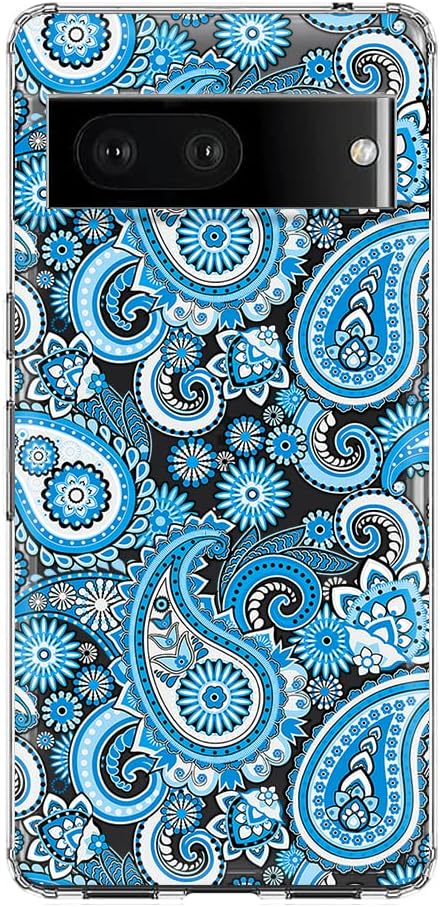for Google Pixel 7 Case, Fun Paisley Pattern Ethnic Art Style Cool Floral Bandana Design Transparent Soft TPU Protective Clear Case Compatible for...