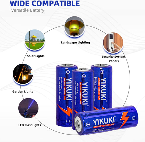 18500 Battery, IMR 18500 Rechargeable Li-ion Battery 1600mAh 3.7V with Button Top, for Flashlight, Solar Garden Light, Etc.?4pack?...