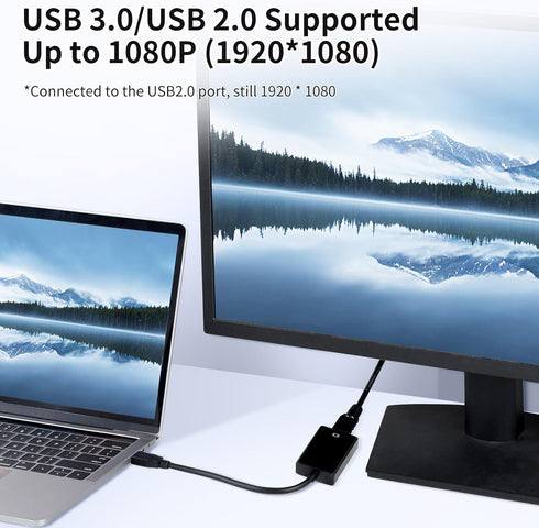 ELUTENG USB to HDMI Adapter 1080P USB 3.0/2.0 to HDMI Converter Adapter Video Graphics Cable Converter with Audio for PC Laptop Projector HDTV Com...