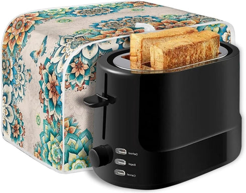 4 Slice Toaster Covers Boho Butterfly Print Bread Toaster Cover Anti-Sputtering Toaster Dust Cover, Washable Kitchen Appliance Protector, Green an...