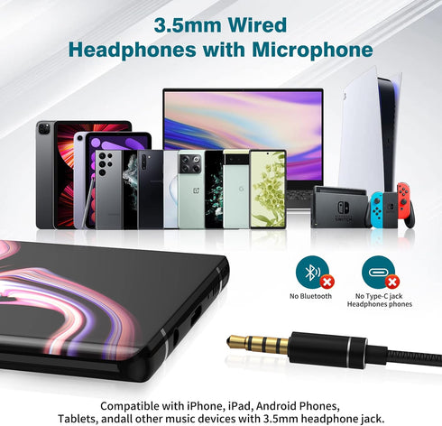 Jelanry 3.5mm Headphones Noise Canceling with Earbuds Microphone Deep Bass in-Ear Wired 3.5mm Earphones for Google Pixel 5A 4A 3A Moto G Power Pur...