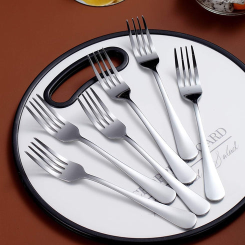 Dinner Forks Set of 6, Berglander 7.9" Stainless Steel Shiny Mirror Fork Set, Forks And Spoons Silverware, Table Forks Set Sturdy And Dishwasher S...