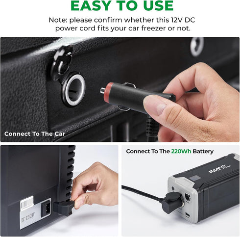 F40C4TMP 12V/24V DC Power Cord Power Cable for Portable Car Refrigerator Freezer Fridge Cigarette Lighter Plug for Car Compressor Freezer(Upgraded...