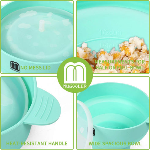 MMUGOOLER Original Microwave Popcorn Popper Silicone Popcorn Maker, Collapsible Bowl with Lid BPA Free and Dishwasher Safe, Quick & Easy(Blue)...