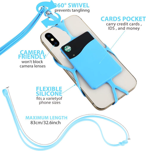 Giantree Mobile Phone Lanyard, Universal Neck Phone Holder Silicone Neck Strap with Card Pocket Phone Lanyard Protective Cover Compatible with Mos...