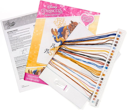 Dimensions 70-35358 Disney Be Brave Counted Cross Stitch Kit, Beauty and the Beast Cross Stitch, 8" x 10",Ivory...