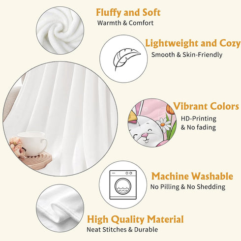 YeeJu Easter Baby Throw Blanket 30x40 Small Pink Easter Rabbit Bunny Egg Blanket for Toddler Swaddle Pet Crib Soft Fuzzy Plush Fleece Blankets and...