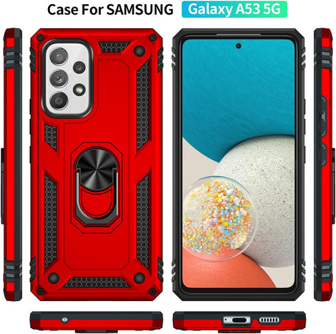 Military Grade Drop Impact for Samsung Galaxy A53 5G Case Galaxy A53 Case 360 Metal Rotating Ring Kickstand Holder Armor Heavy Duty Shockproof Cas...