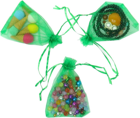 50Pcs 3x4 Inch Organza Bags with Drawstring, Green Small Mesh Gift Jewelry Candy Pouch Christmas Wedding Party Favor Bags...