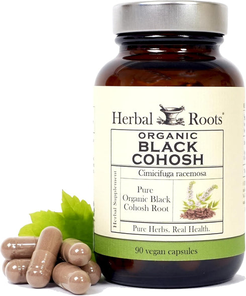 Herbal Roots Organic Black Cohosh Root | Extra Strength | Menopause and Menstrual Support for Women | 90 Capsules, Vegan...