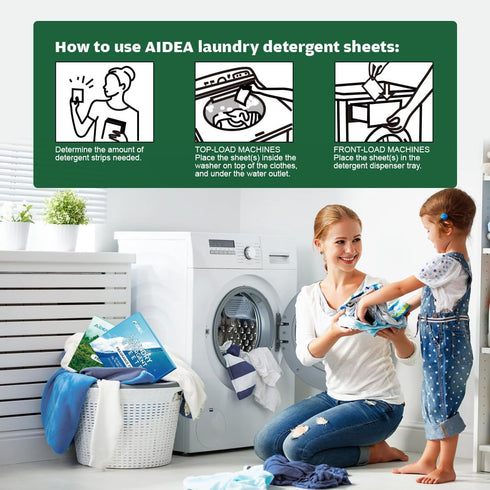 AIDEA Laundry Detergent Sheets, Fresh Scent-(100 Loads) 50 Sheets, Laundry Sheets Detergent, No Plastic Jug, Lightweight & Easy To Use For Travel,...