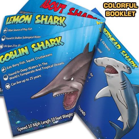 Yeonha Toys 8 Pack Shark Toys with Educational Booklet, Soft Plastic Realistic Shark Figure Set for Kid, Ocean Sea Animal Party Favor, Pool Bath T...