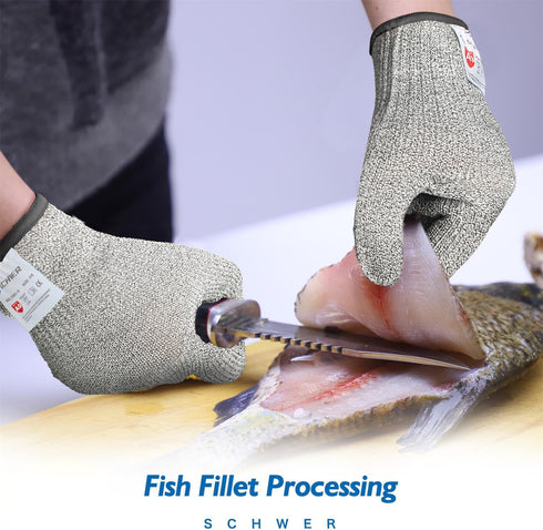 Schwer SlicePro ANSI A9 Cut Resistant Gloves, Food Grade Reliable Cutting Gloves, Mandoline Gloves for Kitchen Meat Cutting, Oyster Shucking, Fish...
