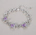 Butterfly Link Charm Bracelet with Premium Birthstone Crystal, Silver-Tone, 7”+2” Chain...