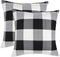 4TH Emotion Set of 2 Farmhouse Buffalo Check Plaid Throw Pillow Covers Cushion Case Polyester Linen for Fall Home Decor Black and White, 20 x 20 I...
