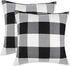 4TH Emotion Set of 2 Farmhouse Buffalo Check Plaid Throw Pillow Covers Cushion Case Polyester Linen for Fall Home Decor Black and White, 20 x 20 I...