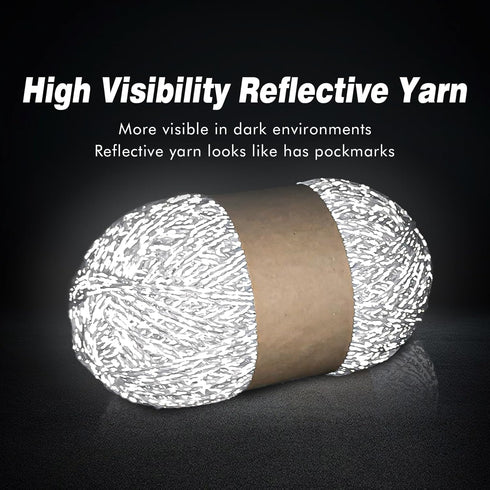 100g/3.5oz BulingBuling Acrylic Reflective Yarn,White yarn,Worsted Fine #2 Yarn - 210 metres/230 yards,Reflective thread,Beginners Yarn for Croche...