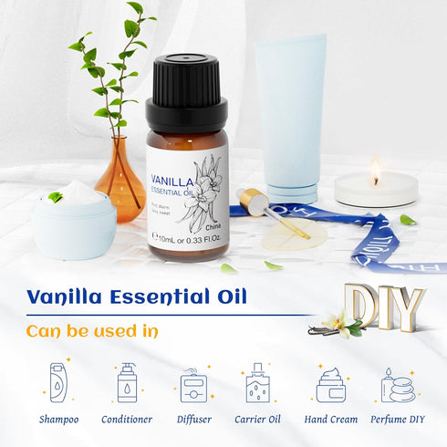 HIQILI Vanilla Essential Oil, Fragrance Lasting for Candle Making,Diffuser, Soap Making,Fragrance DIY-10ml...